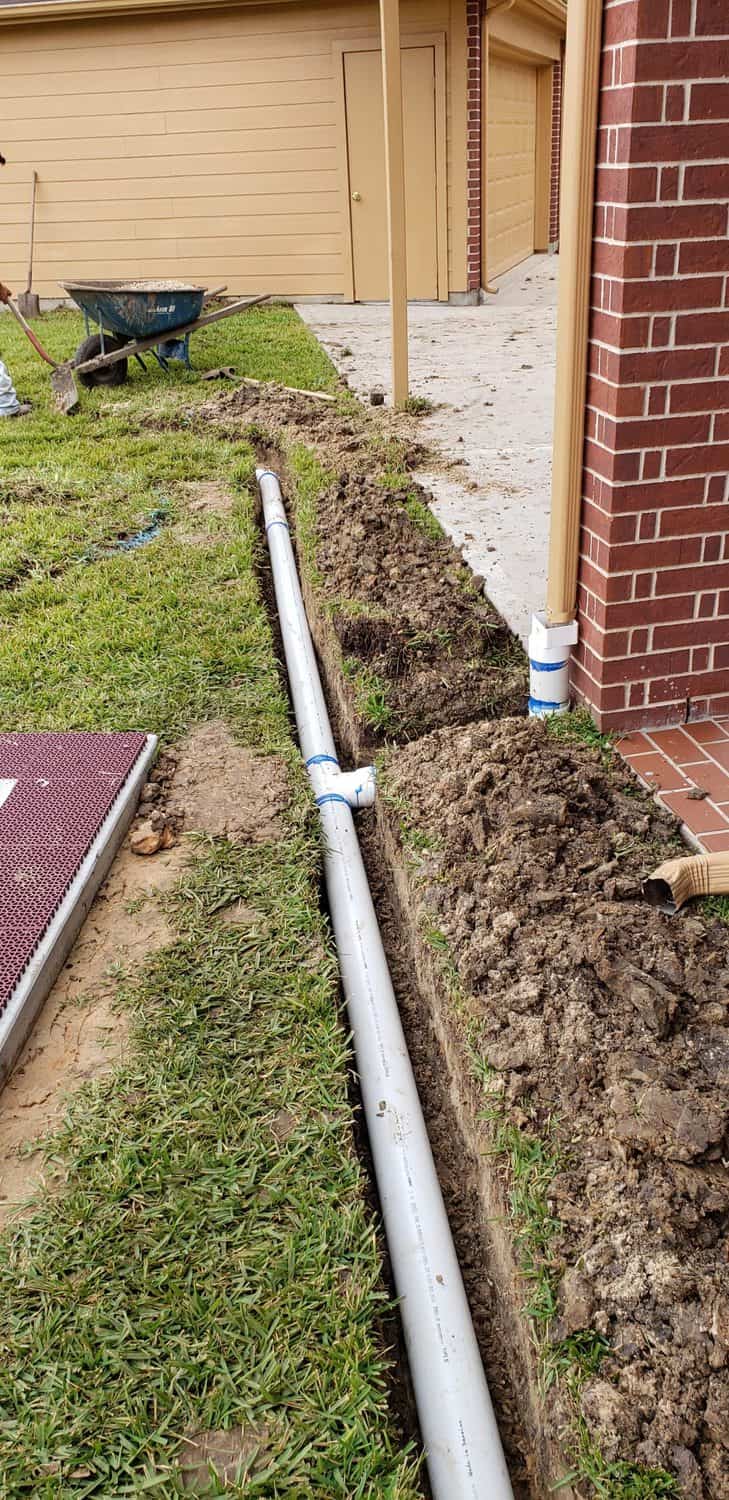 landscaping work done in Houston, Texas residence in ground piping